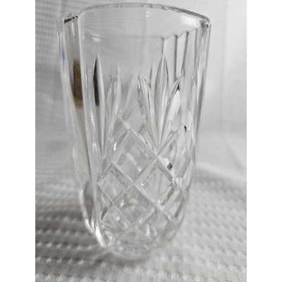 美丽的 6 英寸手工切割铅水晶花瓶。  波浪形菠萝图案上衣 — 第 1/4 张图片