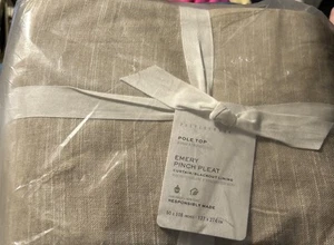 POTTERY BARN Pole Top Emery Pinch Pleat Beige Vorhang 50" x 108" Neu mit Etikett - Bild 1 von 4