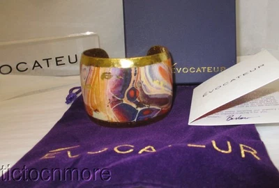 DESIGNER EVOCATEUR OIL SPILL ORANGE ABSTRACT CUFF BRACELET 2" OT-155 RETIRED NOS - Image 1 of 4