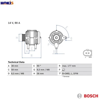 ALTERNATOR 0 986 049 101 FOR SKODA ROOMSTER/Praktik FABIA/II/Combi PRAKTIK  VW - Image 1 of 4