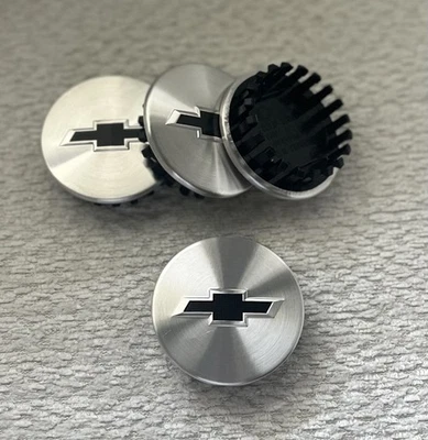 4 Silver Black 66mm fits Chevy Blazer Camaro Colorado Traverse Center Wheel Caps - Image 1 of 4