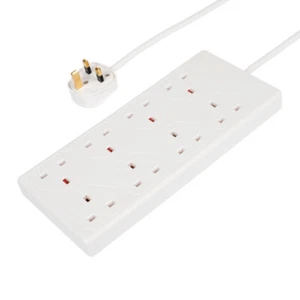 Prolunga di rete 8 vie 2 metri cavo banda cavo alimentazione 2M metri 13A bianco - Foto 1 di 7