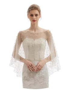 Womens Soft Tulle Bridal Scarf Evening Shawl Wedding Wraps Ivory CF40 - Picture 1 of 7