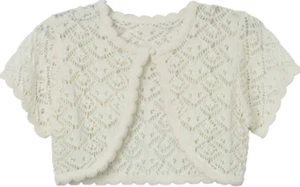 NEW Girls Kids Crochet Cap Sleeve Cardigan Sweater Speechless size 4 Ivory $38 - Picture 1 of 3