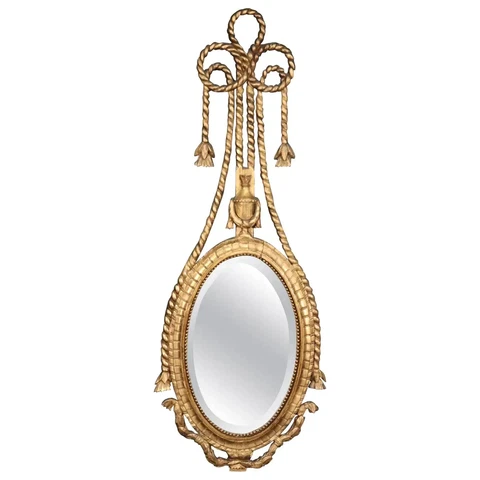 Gilded Italian Rope Tassle Wall Mirror, circa 1950 Cover