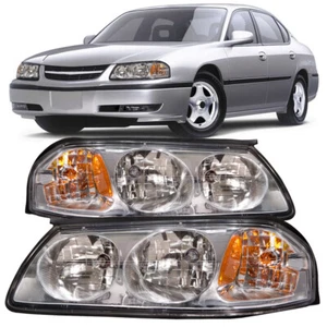 For 00-05 Chevy Impala Headlights Chrome Halogen Set Driver Passenger Lamps - Picture 1 of 9