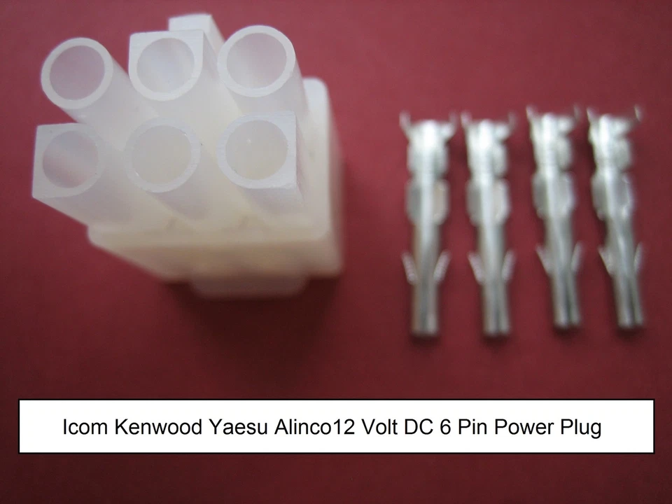 B9 ORIGINAL ICOM KENWOOD YAESU HF 6-PIN 12V DC POWER PLUG + CORRECT SIZE PINS - Image 1 of 1