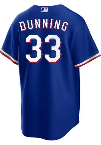 Texas Rangers Dane Dunning #33 Nike Royal Alternate Official MLB Player Jersey Cover