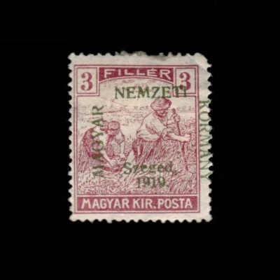 Hungary, Szeged Issue, Scott 11N2, Harvesting Wheat, 1919, MH - Image 1 of 2