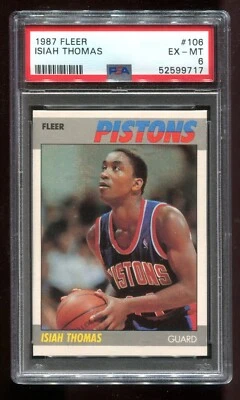 Fleer #106 Isiah Thomas 1987 PSA 6 EX-MT pistones patio~(pl) Foto 1 de 2