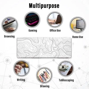 Topographic Mouse Pad Mat Gaming Large Long Extend Mousepad Black/White Big B8M9 - Picture 1 of 23