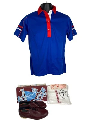 Vintage Mens Bowling Outfit Bundle NOS 60s 70s Hilton Shirt Gotham Shoes Towel - Image 1 of 4