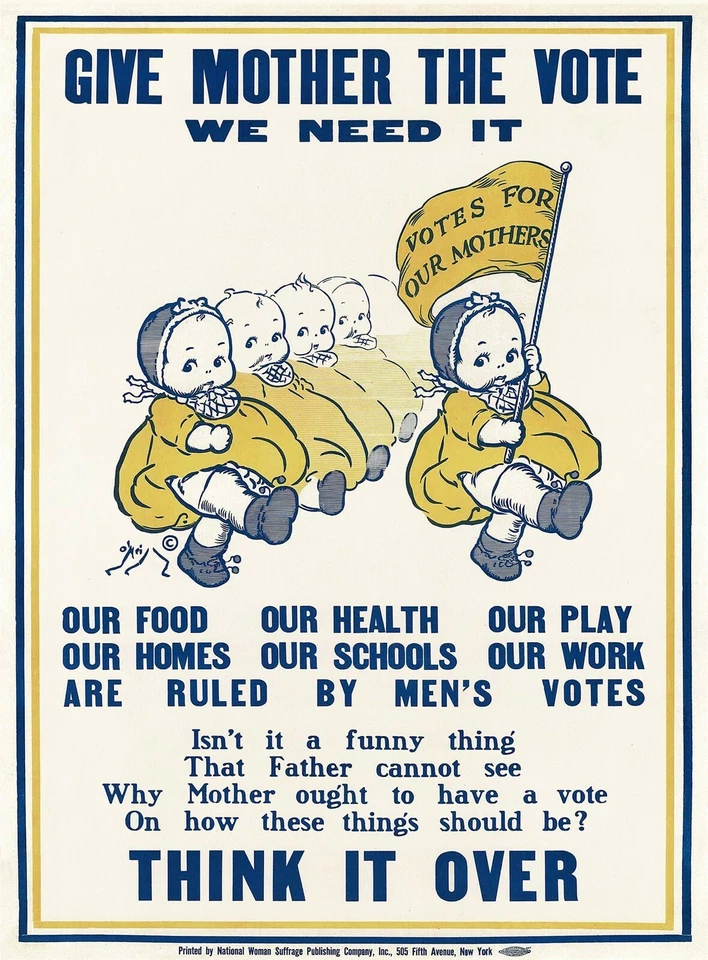 Sufragista Sufragio Kewpies Dar Mujeres Madre El Voto 11"x15" ¡Póster de Calidad! Foto 1 de 1