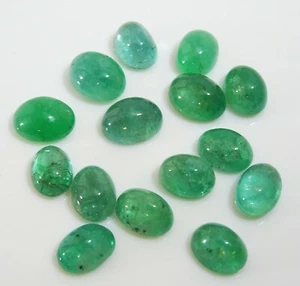 Konvolut 5 x 7 und 6 x 8 mm ovaler Smaragd Cabochon - Bild 1 von 4