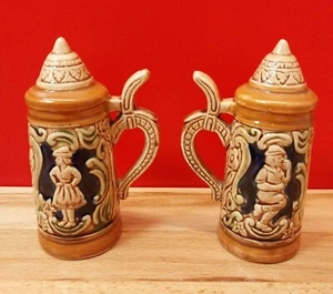 Vintage Ceramic German Style Beer Stein Salt & Pepper Shakers Made In JAPAN EUC - Picture 1 of 12
