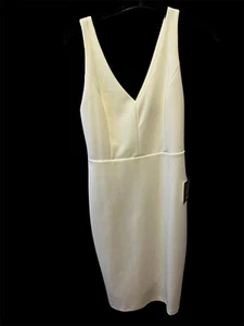Women's Lulu's Ivory Sleeveless V Neck Knee Length Shift Dress Size M NWT - Picture 1 of 7