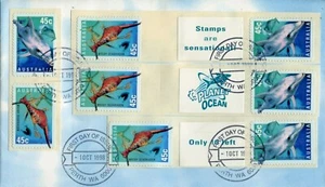 Planet Ocean 1998 (8 x 45c estampillas P&S) FDC - Perth WA 6000 PMK - Imagen 1 de 1