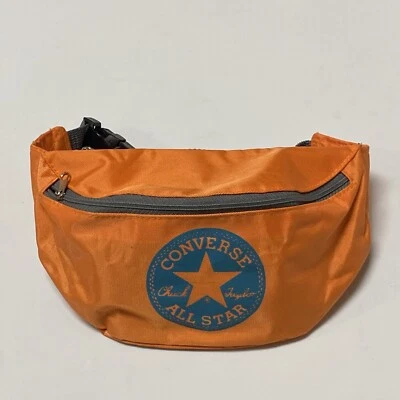 Vintage Converse Orange Crossbody Bag Fanny Pack Orange Blue Logo Gray Strap Foto 1 de 4