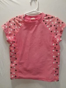 Xhilaration Girl Size 6/6X Coral Pink Swim Shirt Short Sleeves Polka Dots - Picture 1 of 10