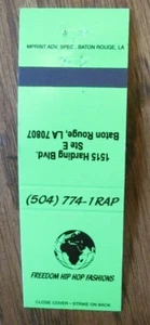 CLOTHING STORE MATCHBOOK: FREEDOM HIP HOP FASHIONS (BATON ROUGE, LOUISIANA) -G23 - Picture 1 of 1