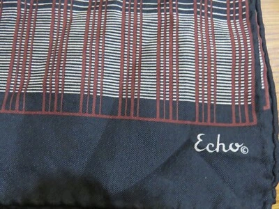 BUFANDA RECTAGULAR SEDA ECO VINTAGE NEGRA CREMA GRANATE 15 X 45" Foto 1 de 3