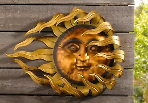 "Colgador de metal "Sol Llameante" Gran Decoración de pared Jardín Decoración de pared Exterior - Imagen 1 de 1