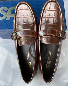 SAS Damen 10M Lara terrakotta Leder Mokassin Loafer minimalistische Slipper Schuhe - Bild 1 von 12