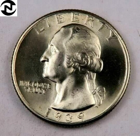 1939-D Washington Quarter ~ Gem BU ~ 90% Silver ~ 1 Coin Cover