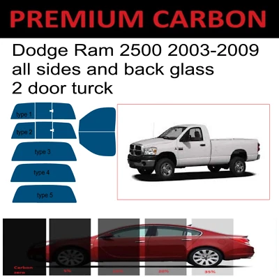 Tinte de ventana de carbono premium para camioneta Dodge Ram 2500 2d 2003-2009 tinte precortado Foto 1 de 4