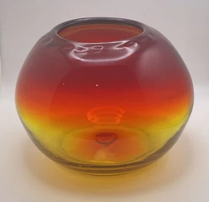 Vintage BLENKO Amberina Globe/Ball Style Hand Blown Glass Vase - Picture 1 of 13