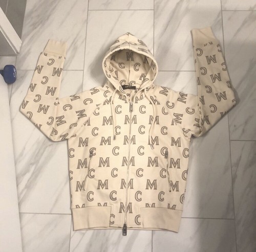 MONCLER MCM felpa con cappuccio donna cerniera intera beige grigio $725 piccola nuova