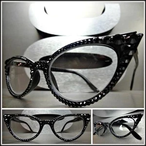 Mujeres DE COLECCIÓN OJO DE GATO LECTURA GAFAS LECTORES CRISTALES NEGROS HECHOS A MANO - Imagen 1 de 21