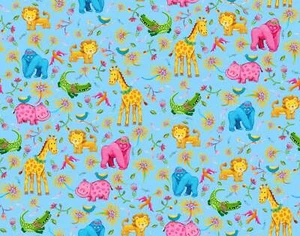 Handmade Blanket, Burp Rag/ Security Blanket, and Bib Jungle Animals Aqua - Picture 1 of 3