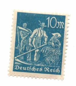 Germany 1922 New Values Stamp 10Mk Bluish Green SC: 222 Lightly Hinged Stamp - Picture 1 of 1
