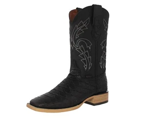 Herren Schwarz Westernstiefel Leder Anaconda Schlangenmuster Cowboykleidung Eckige Zehe - Bild 1 von 5
