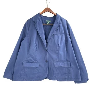 Lauren Ralph Lauren Blue Two Button Cotton Coat Pockets Womens Plus Size 20W - Picture 1 of 7