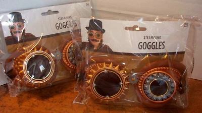 Lot of 2 Costume SteamPunk Aviator Pilot Goggles Gothic Brown Gold Victorian - Image 1 of 2