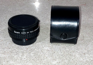 SEARS AUTO 2x TELE CONVERTER 4E/MC LENS PK 271.8102 WITH COVER & CASE JAPAN