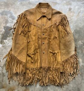 Vintage Fringe jacket S/M fit leather suede buckskin hippie Unisex western