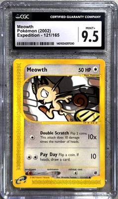 Pokémon Card Meowth CGC 9.5 Mint+, e-Reader Expedition 121/165, WOTC 2002 (1) - Image 1 of 4