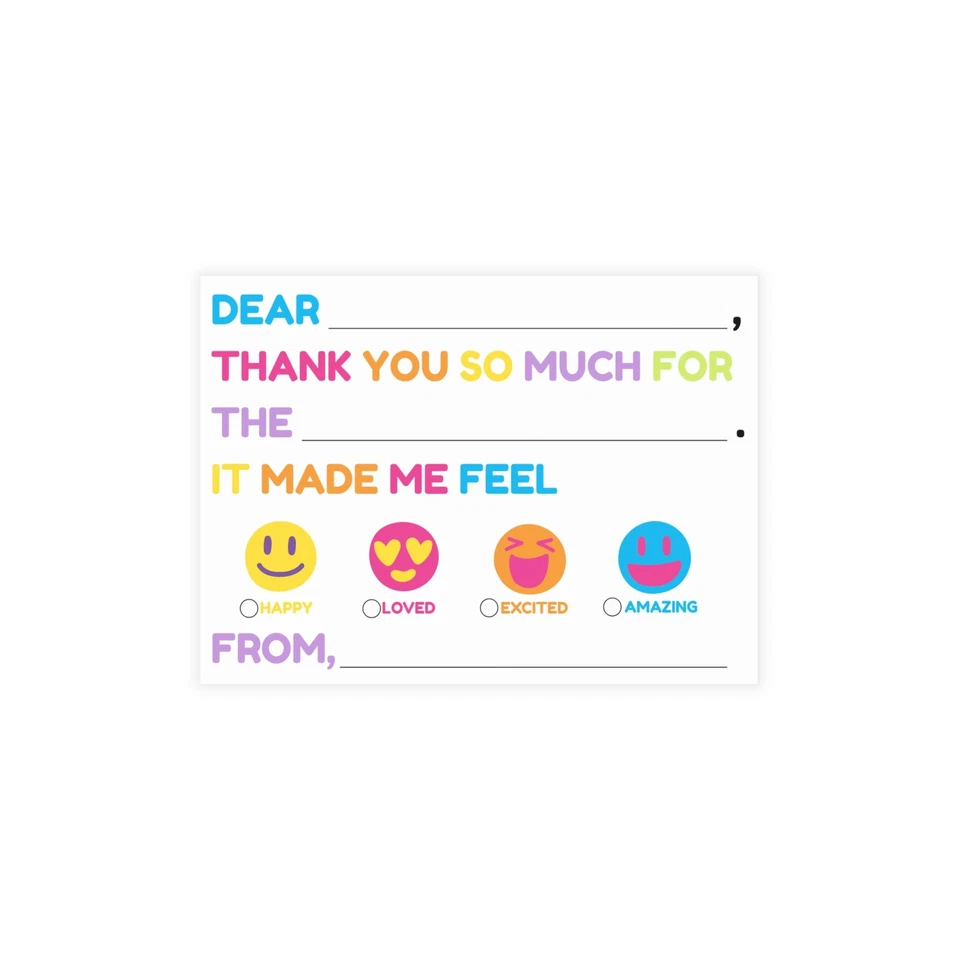 儿童填写感谢卡和信封:表情符号设计  — 第 1/1 张图片