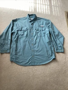 World Wide Sportsman Fishing Shirt Mens XL Long Sleeve Button Down Vented Teal - Picture 1 of 9