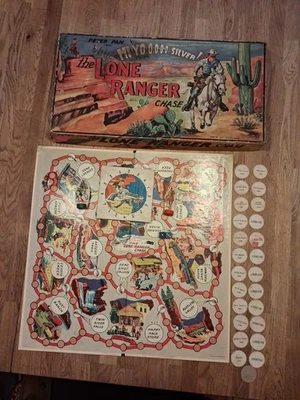 The Lone Ranger Chase Board Game Original 1950's Peter Pan Made in England - Image 1 of 4