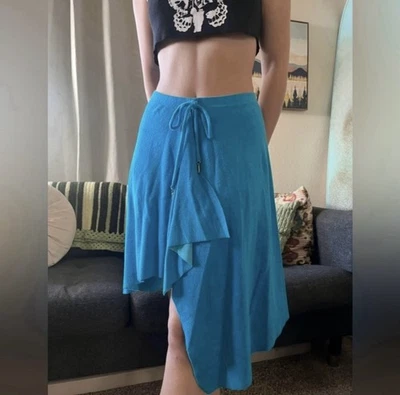 Juicy Couture Playa Vintage Terciopelo Azul Natación Cubre Talla Pequeña Y2K Asimétrico Foto 1 de 4