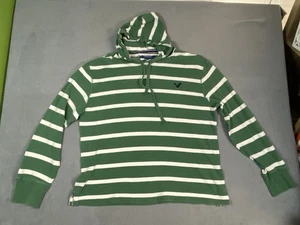 Sudadera con capucha ligera a rayas XL vintage Fit American Eagle para hombre Y2K verde/blanco  - Imagen 1 de 12