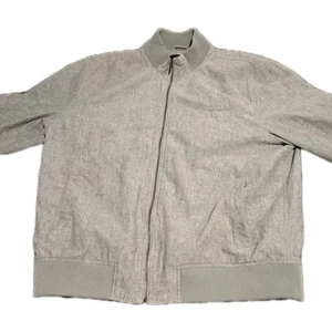 BANANA REPUBLIC MENS LINEN BOMBER ZIPPER DOWN JACKET GREEN COLOR MENS SZ XL 🔥 - Picture 1 of 6