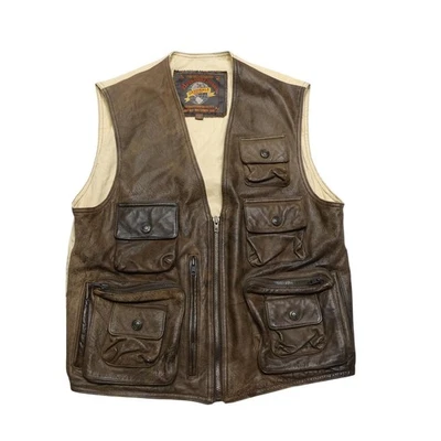 Adventure Bound by Wilsons Leather Vest Mens Small Brown Utility Multi Pocket - Image 1 of 4