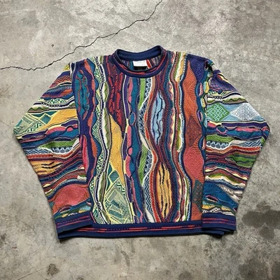 Vintage Coogi 3D Knit Sweater Mens L Multicolor Mercerized Cotton Biggie Cosby - Image 1 of 4