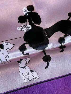 Stunning Vintage 1950’s Poodle Long Purple Scarf rockabilly funk retro   — 第 1/4 张图片