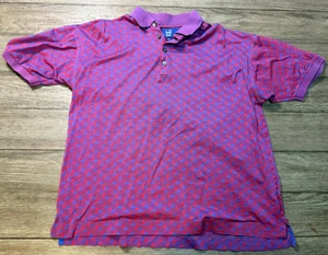 Dunhill Golf Shirt Size Large Red All Over Print Design Shirt Italy Cotton - Picture 1 of 5